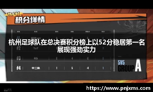杭州足球队在总决赛积分榜上以52分稳居第一名展现强劲实力